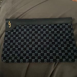 Suede cosmetic bag blue “R”